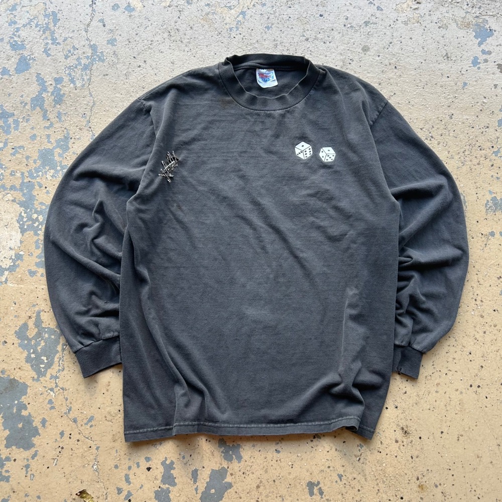 Vintage 2001 Dice Hanes Guys and Dolls Long Sleeve Shirt Black Distressed L